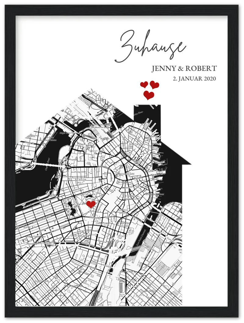 Zuhause Poster Haus personalisiertes Geschenk | Stadtkarte Einzugsgeschenk | Koordinaten Bild Richtfest