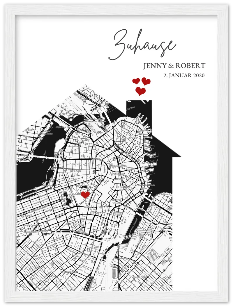 Zuhause Poster Haus personalisiertes Geschenk | Stadtkarte Einzugsgeschenk | Koordinaten Bild Richtfest