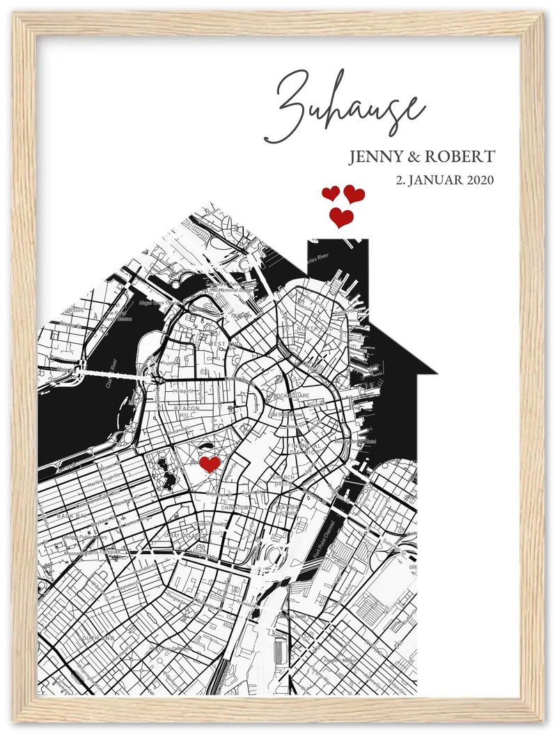 Zuhause Poster Haus personalisiertes Geschenk | Stadtkarte Einzugsgeschenk | Koordinaten Bild Richtfest
