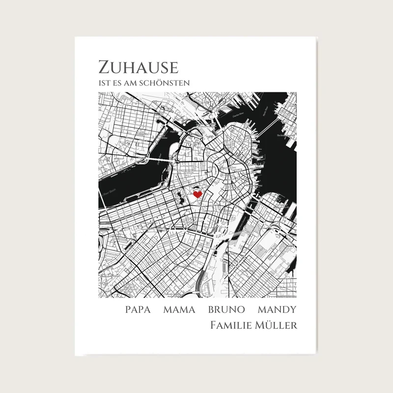 Zuhause Poster personalisiertes Geschenk | Stadtkarte Einzugsgeschenk | Koordinaten Bild