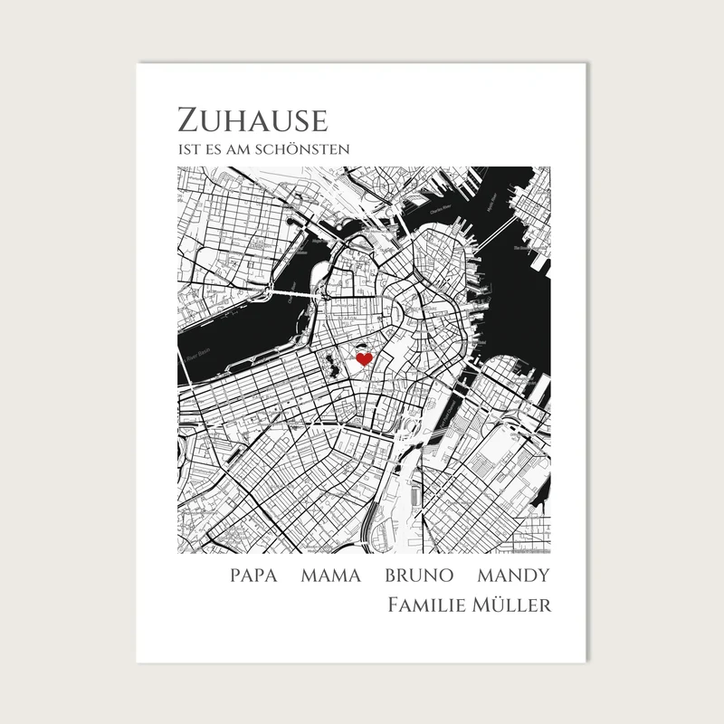 Zuhause Poster personalisiertes Geschenk | Stadtkarte Einzugsgeschenk | Koordinaten Bild