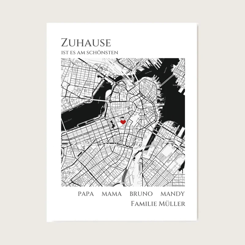 Zuhause Poster personalisiertes Geschenk | Stadtkarte Einzugsgeschenk | Koordinaten Bild