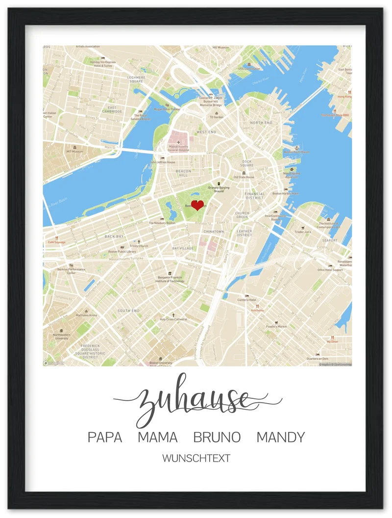 Zuhause Poster - Personalisiertes Geschenk Stadtkarte Einzugsgeschenk - Koordinaten Bild personalisiert
