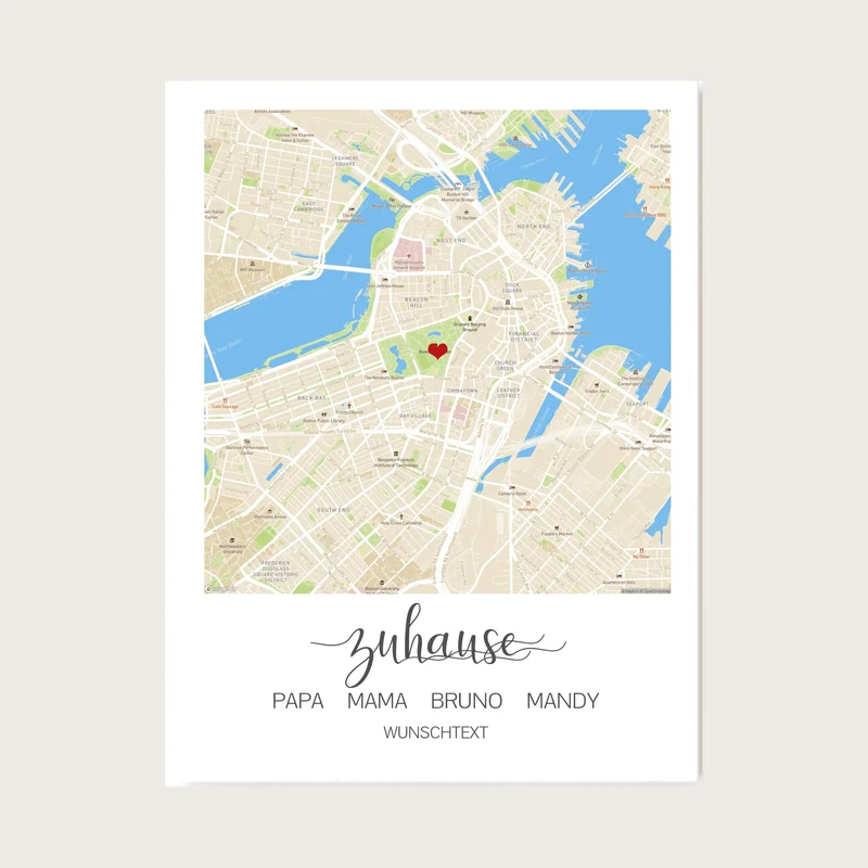 Zuhause Poster - Personalisiertes Geschenk Stadtkarte Einzugsgeschenk - Koordinaten Bild personalisiert