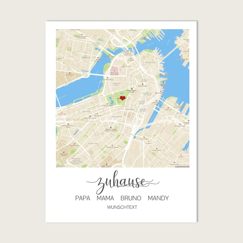 Zuhause Poster - Personalisiertes Geschenk Stadtkarte Einzugsgeschenk - Koordinaten Bild personalisiert