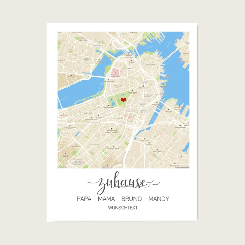 Zuhause Poster - Personalisiertes Geschenk Stadtkarte Einzugsgeschenk - Koordinaten Bild personalisiert