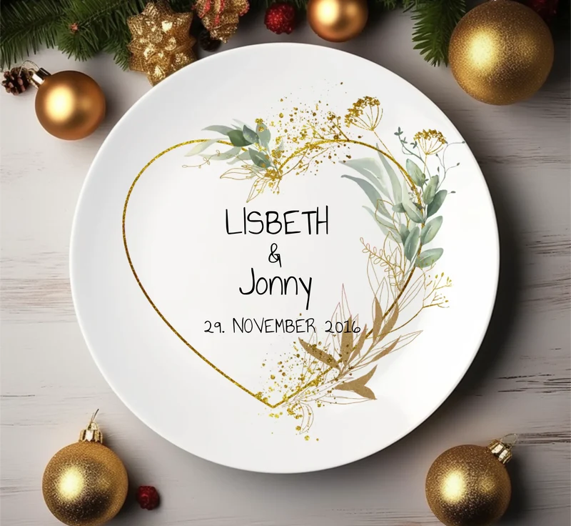 Personalisierter Hochzeitsteller mit Namen & Datum, Geschenk zur Hochzeit, Geschenk Brautpaar, ideal als Gästeteller