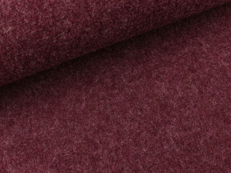 Reststück 20cm - Gekochte Wolle Naomi bordeaux meliert Wollwalk