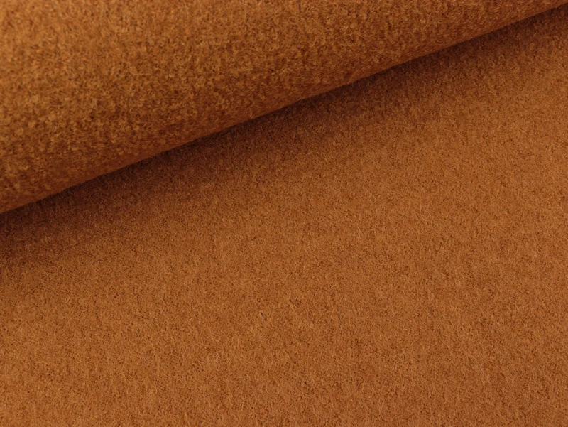 Reststück 15cm - Gekochte Wolle Naomi ocker uni Wollwalk