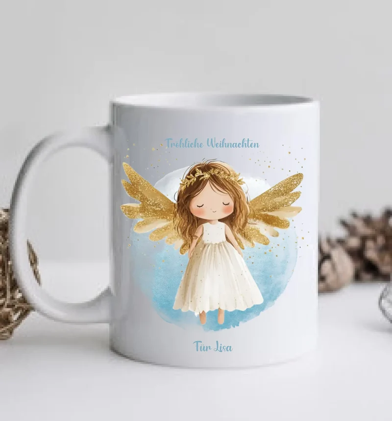"Schutzengel" Tasse - Personalisierte Tasse mit Engel und Namen für Kinder