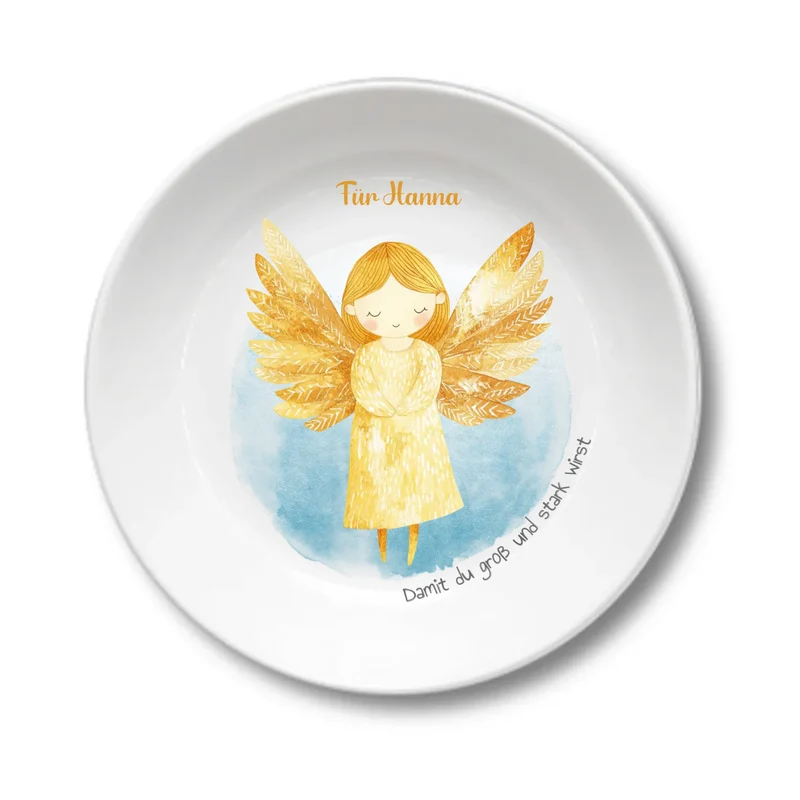 Personalisierter Weihnachtsteller / Nikolausteller mit Schutzengel & Namen, Geschenk für Kinder Mädchen 3
