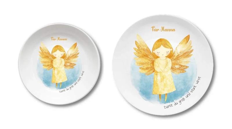 Personalisierter Weihnachtsteller / Nikolausteller mit Schutzengel & Namen, Geschenk für Kinder Mädchen 3