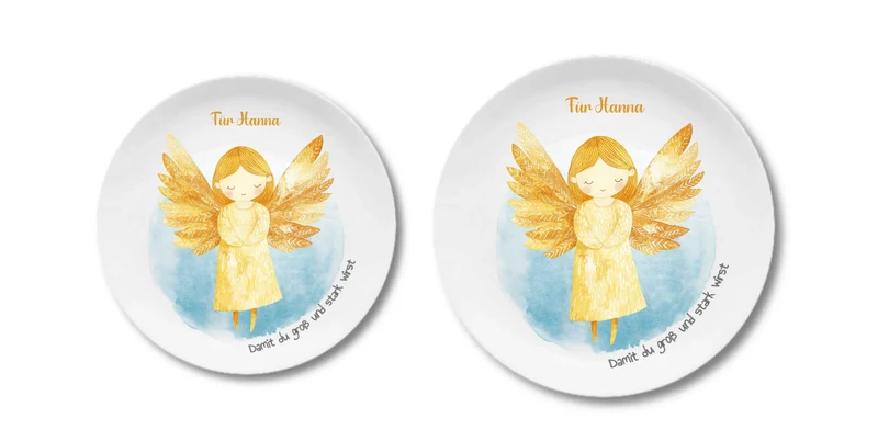 Personalisierter Weihnachtsteller / Nikolausteller mit Schutzengel & Namen, Geschenk für Kinder Mädchen 3
