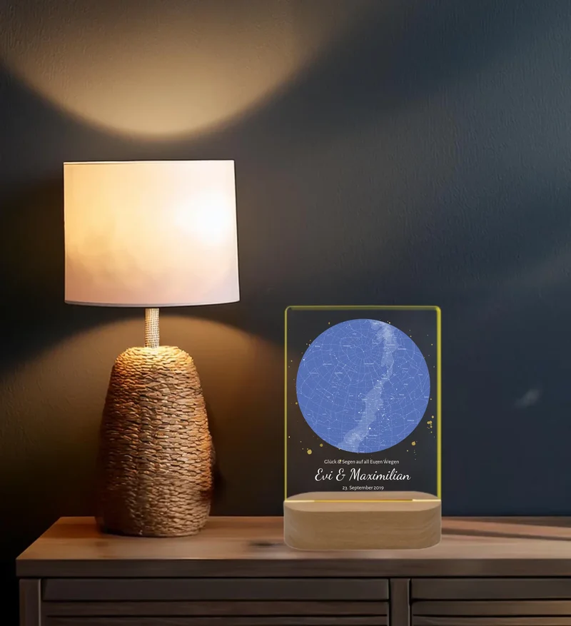 Sternenhimmel LED-Licht – Personalisiertes Nachtlicht mit Namen & Datum als einzigartiges Hochzeitsgeschenk