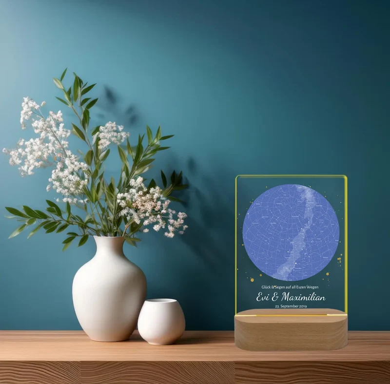 Sternenhimmel LED-Licht – Personalisiertes Nachtlicht mit Namen & Datum als einzigartiges Hochzeitsgeschenk