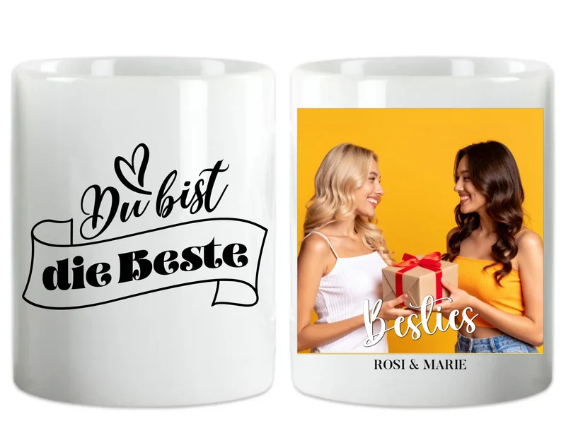 Personalisierte Tasse für Beste Freundin (2 Freundinnen) "Besties"