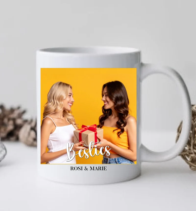 Personalisierte Tasse für Beste Freundin (2 Freundinnen) "Besties"