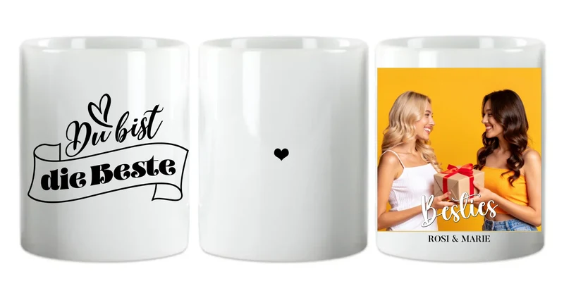 Personalisierte Tasse für Beste Freundin (2 Freundinnen) "Besties"