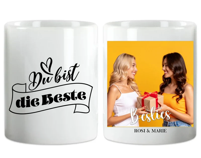 Personalisierte Tasse für Beste Freundin (2 Freundinnen) "Besties"