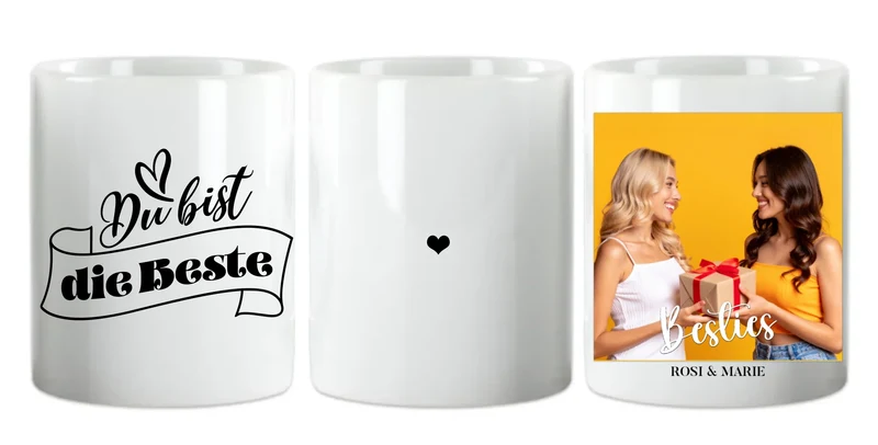 Personalisierte Tasse für Beste Freundin (2 Freundinnen) "Besties"