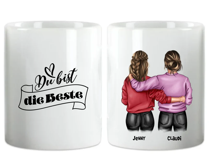 BFF - Besties | Beste Freundin Tasse personalisiert für 2 Mädchen