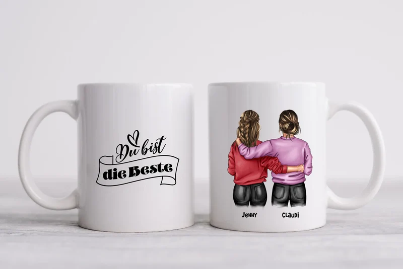 BFF - Besties | Beste Freundin Tasse personalisiert für 2 Mädchen