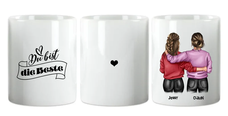 BFF - Besties | Beste Freundin Tasse personalisiert für 2 Mädchen