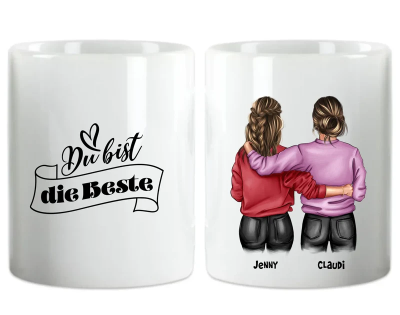 BFF - Besties | Beste Freundin Tasse personalisiert für 2 Mädchen