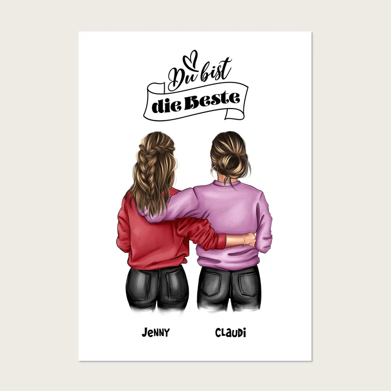 Beste Freundin Geburtstagsgeschenk Bild - BFF Poster für Mädchen, Freundin, Schwester, Kollegin