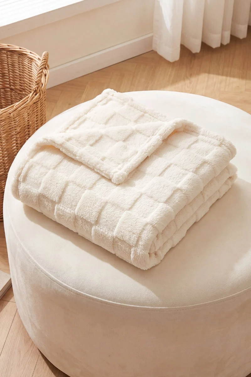 Plüschdecke Weiß