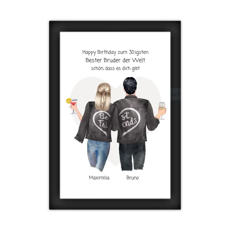 Geschenk 30 Geburtstag personalisiert - Poster Bruder Schwester Bild - Geburtstagsgeschenk