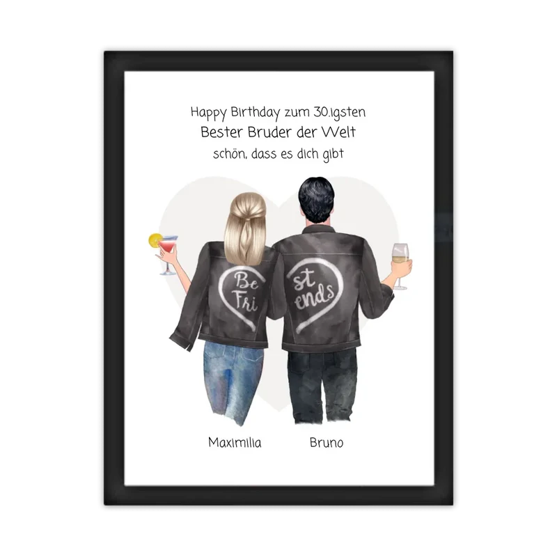 Geschenk 30 Geburtstag personalisiert - Poster Bruder Schwester Bild - Geburtstagsgeschenk