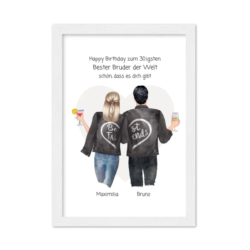 Geschenk 30 Geburtstag personalisiert - Poster Bruder Schwester Bild - Geburtstagsgeschenk