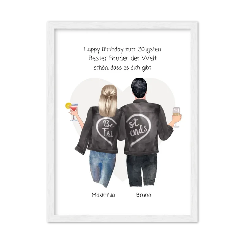 Geschenk 30 Geburtstag personalisiert - Poster Bruder Schwester Bild - Geburtstagsgeschenk