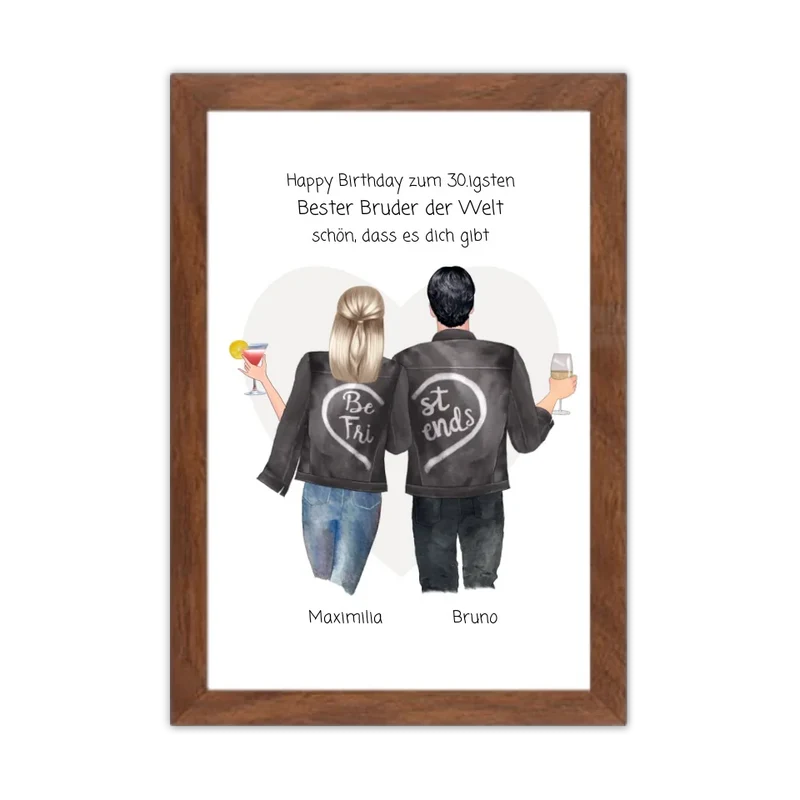 Geschenk 30 Geburtstag personalisiert - Poster Bruder Schwester Bild - Geburtstagsgeschenk