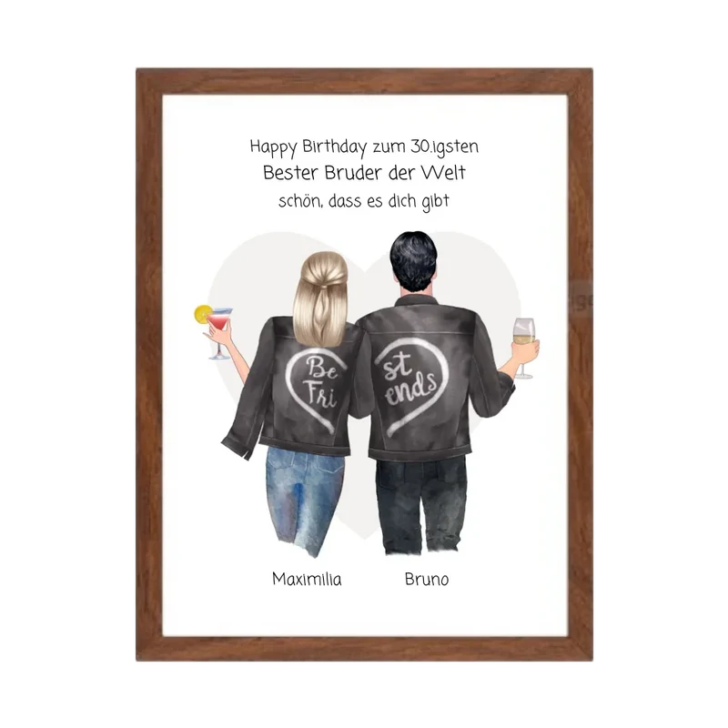 Geschenk 30 Geburtstag personalisiert - Poster Bruder Schwester Bild - Geburtstagsgeschenk