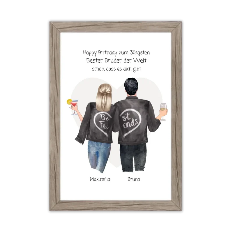 Geschenk 30 Geburtstag personalisiert - Poster Bruder Schwester Bild - Geburtstagsgeschenk