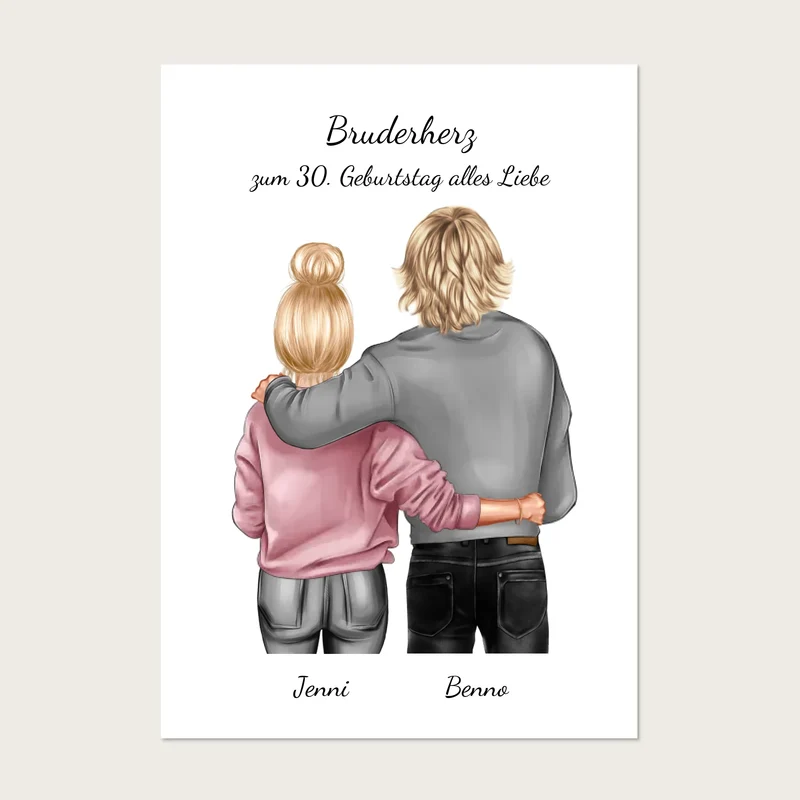Geschenk 30 Geburtstag Bruder - Bild Geburtstagsgeschenk von Schwester - Weihnachtsgeschenk Poster