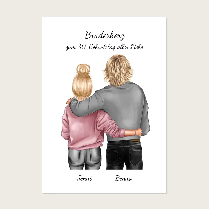 Geschenk 30 Geburtstag Bruder - Bild Geburtstagsgeschenk von Schwester - Weihnachtsgeschenk Poster