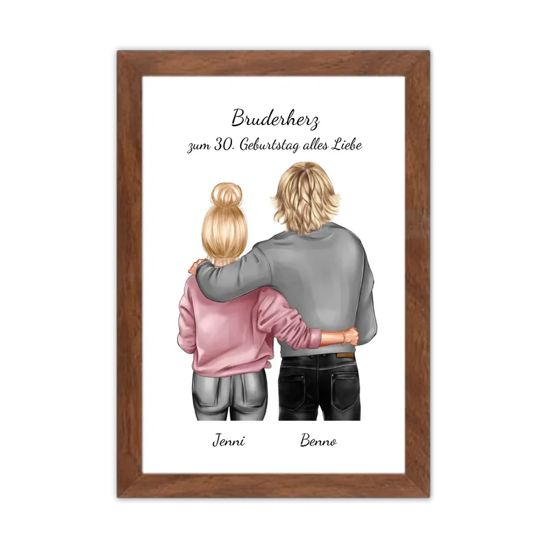 Geschenk 30 Geburtstag Bruder - Bild Geburtstagsgeschenk von Schwester - Weihnachtsgeschenk Poster