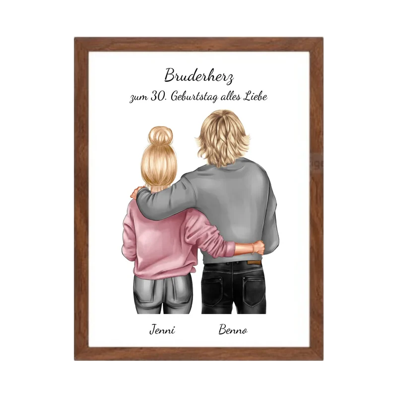 Geschenk 30 Geburtstag Bruder - Bild Geburtstagsgeschenk von Schwester - Weihnachtsgeschenk Poster