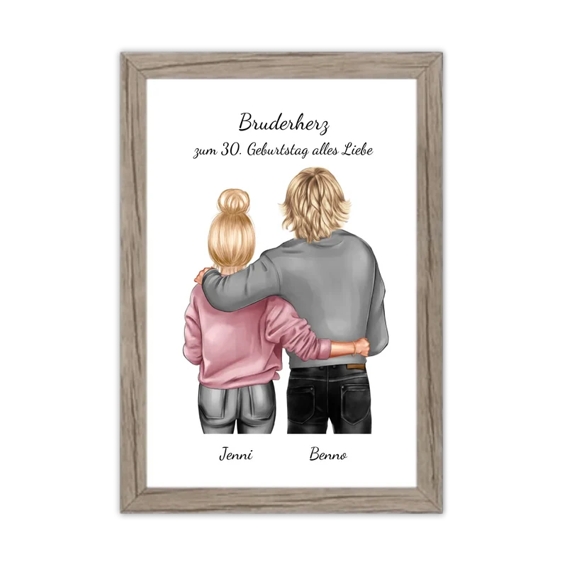 Geschenk 30 Geburtstag Bruder - Bild Geburtstagsgeschenk von Schwester - Weihnachtsgeschenk Poster