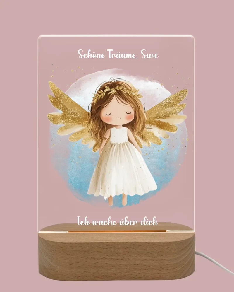 Schutzengel: Personalisiertes LED Nachtlicht für Kinder - Engel Deko Nachtlicht