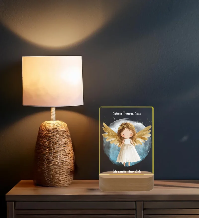 Schutzengel: Personalisiertes LED Nachtlicht für Kinder - Engel Deko Nachtlicht