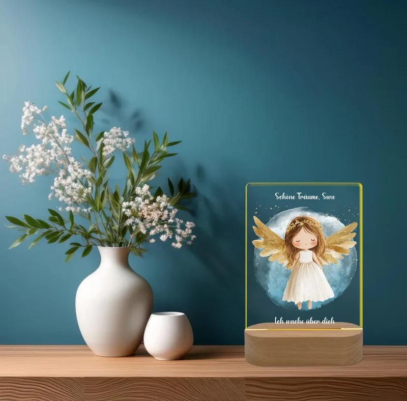 Schutzengel: Personalisiertes LED Nachtlicht für Kinder - Engel Deko Nachtlicht
