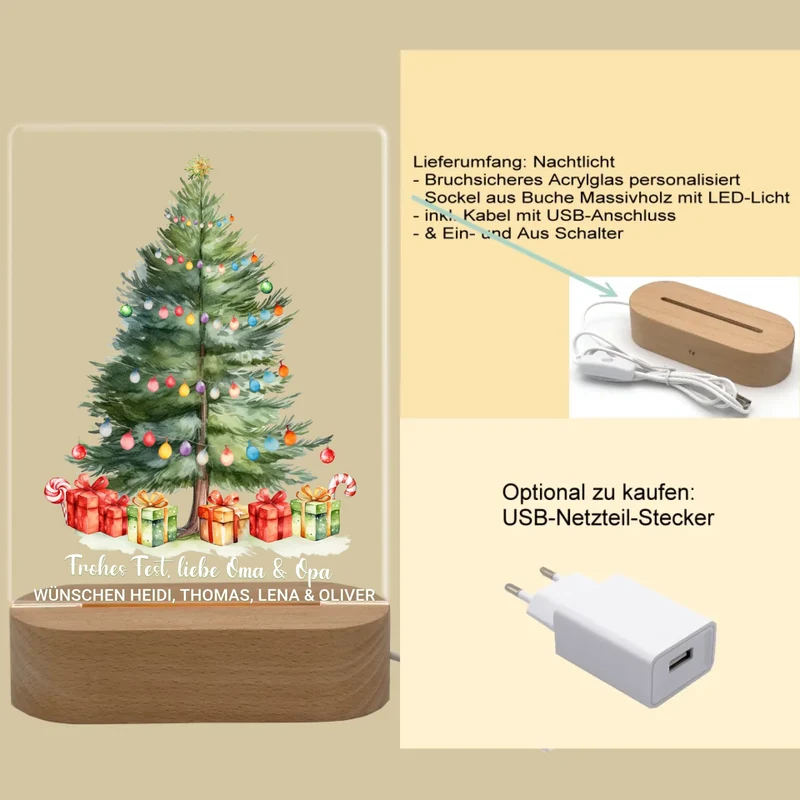 Personalisiertes LED Dekolicht Weihnachtsdekoration Weihnachtsbaum Weihnachtsgeschenk