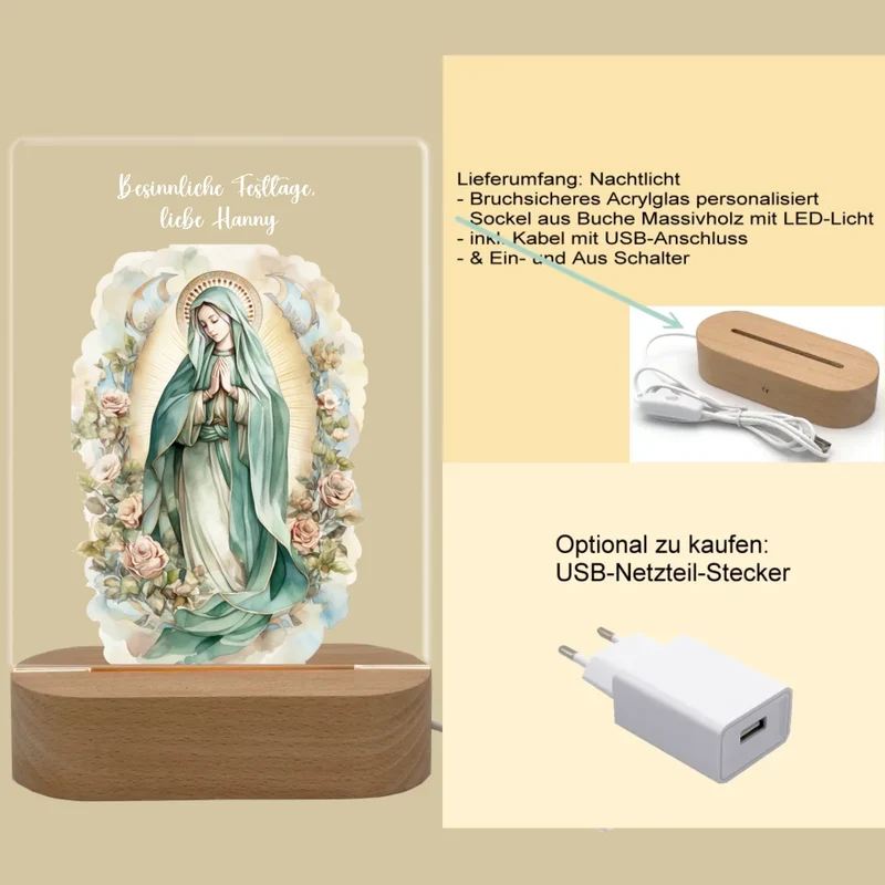 Personalisiertes LED Nachtlicht & Dekolicht Weihnachtsdeko Heilige Maria