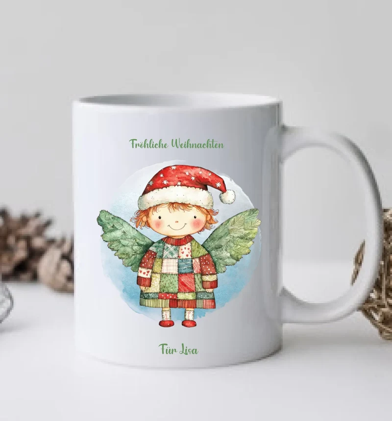 "Weihnachtsengel" Personalisierte Tasse Junge - Nikolausgeschenk, Weihnachtsgeschenk Kinder