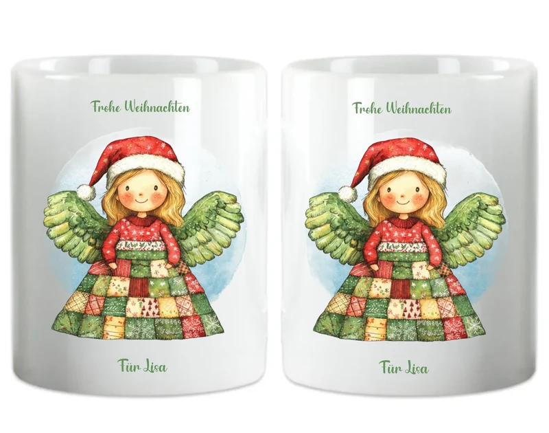 "Weihnachtsengel" Personalisierte Tasse Mädchen - Nikolausgeschenk, Weihnachtsgeschenk Kinder
