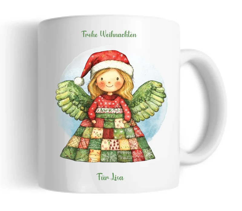 "Weihnachtsengel" Personalisierte Tasse Mädchen - Nikolausgeschenk, Weihnachtsgeschenk Kinder